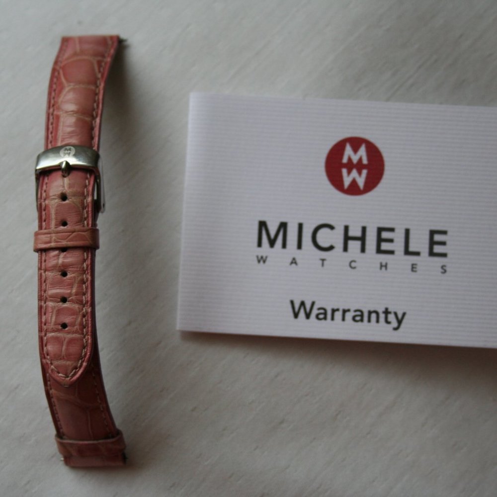 Michele Pink Alligator Watch Band Made in France 16mm - Picture 3 of 7